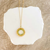 Peridot Halo Mini Gold Pendant Aaria Tees