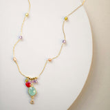 Aqua Chalcedony Rainbow Bezel Necklace Aaria Tees