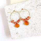Dark Orange Chalcedony Swing Earrings Aaria Tees