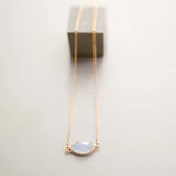 Blue Chalcedony Gold Minimalist Necklace Aaria Tees