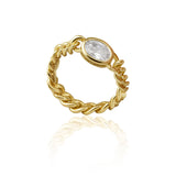 Oval Bezel Chain Ring Aaria Tees