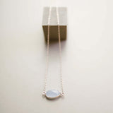 Blue Chalcedony Silver Minimalist Necklace Aaria Tees