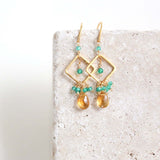 The Pixy Earring - Citrine & Green Onyx Aaria Tees
