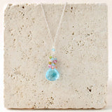 Aquamarine Quartz Silver Raindrop Cluster Necklace Aaria Tees