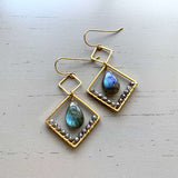 Labradorite Gold Geometric Earrings Aaria Tees