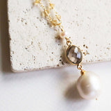 Smoky Quartz Pearl Convertible Necklace Aaria Tees
