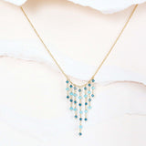 Blue Gemstone Mini Fringe Necklace Aaria Tees