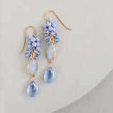 Dark Blue Chalcedony Bezel Cluster Earrings Aaria Tees