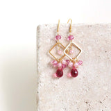 Dark Pink Tourmaline Pixy Earrings Aaria Tees