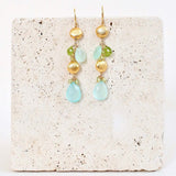 Aqua Chalcedony & Peridot Gold Drop Earrings Aaria Tees