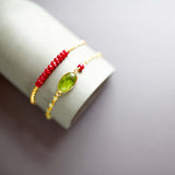 Bracelet Set: Peridot Quartz & Red Jade Aaria Tees