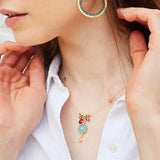 Aqua Chalcedony Rainbow Bezel Necklace Aaria Tees