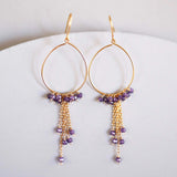Amethyst Gold Mini Swing Hoop Earrings Aaria Tees
