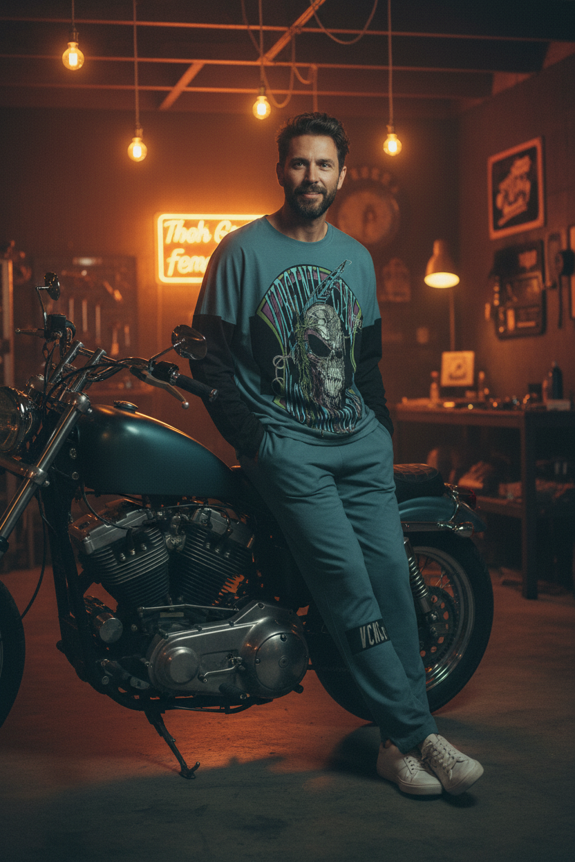 Indian Brave Dark Teal Top and Bottom PJ Loungewear Set - Aaria Tees Aaria Tees