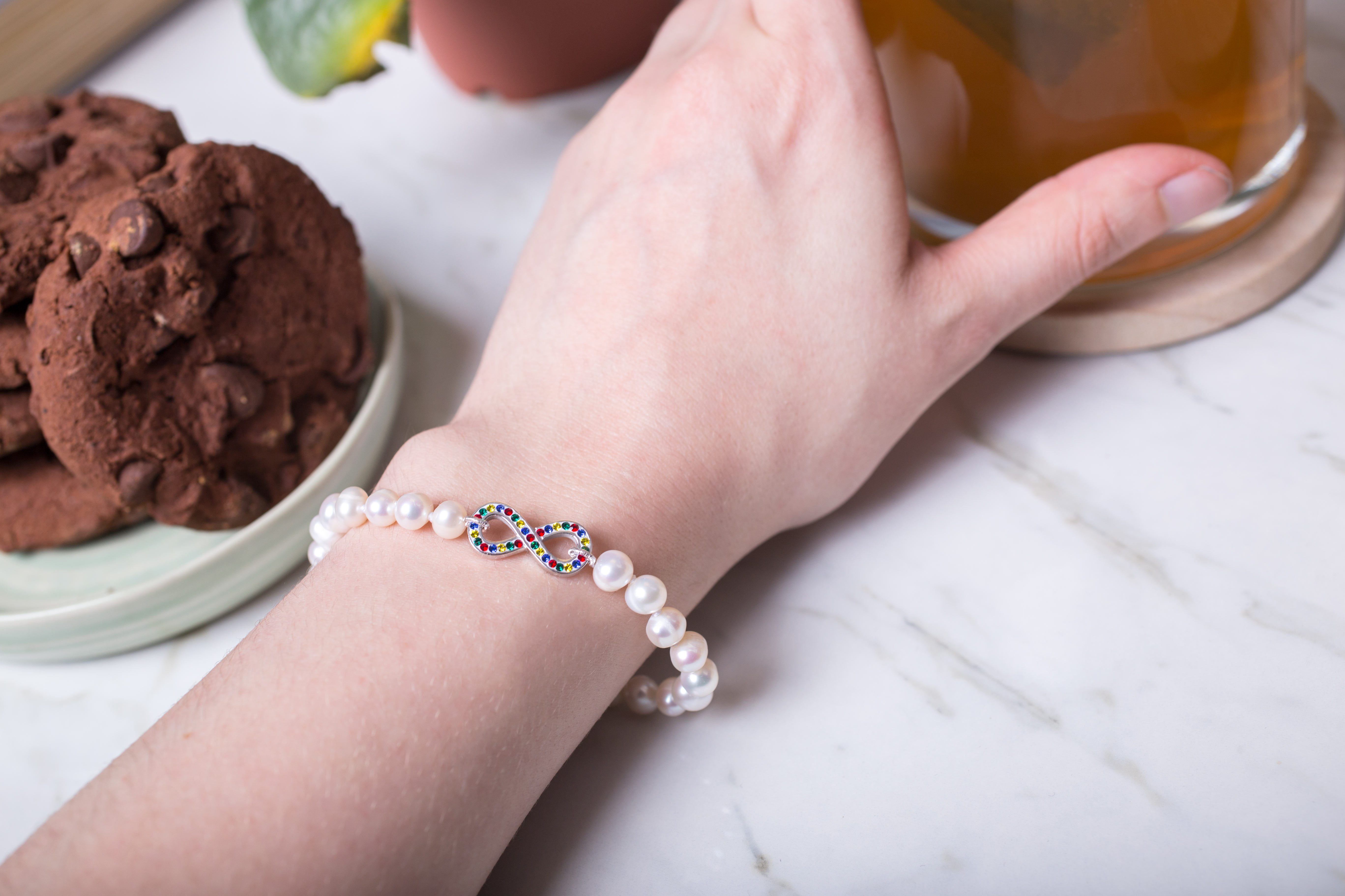 Infinite Hope Autism Ribbon Pearl & Sterling Bracelet - Aaria Tees Aaria Tees