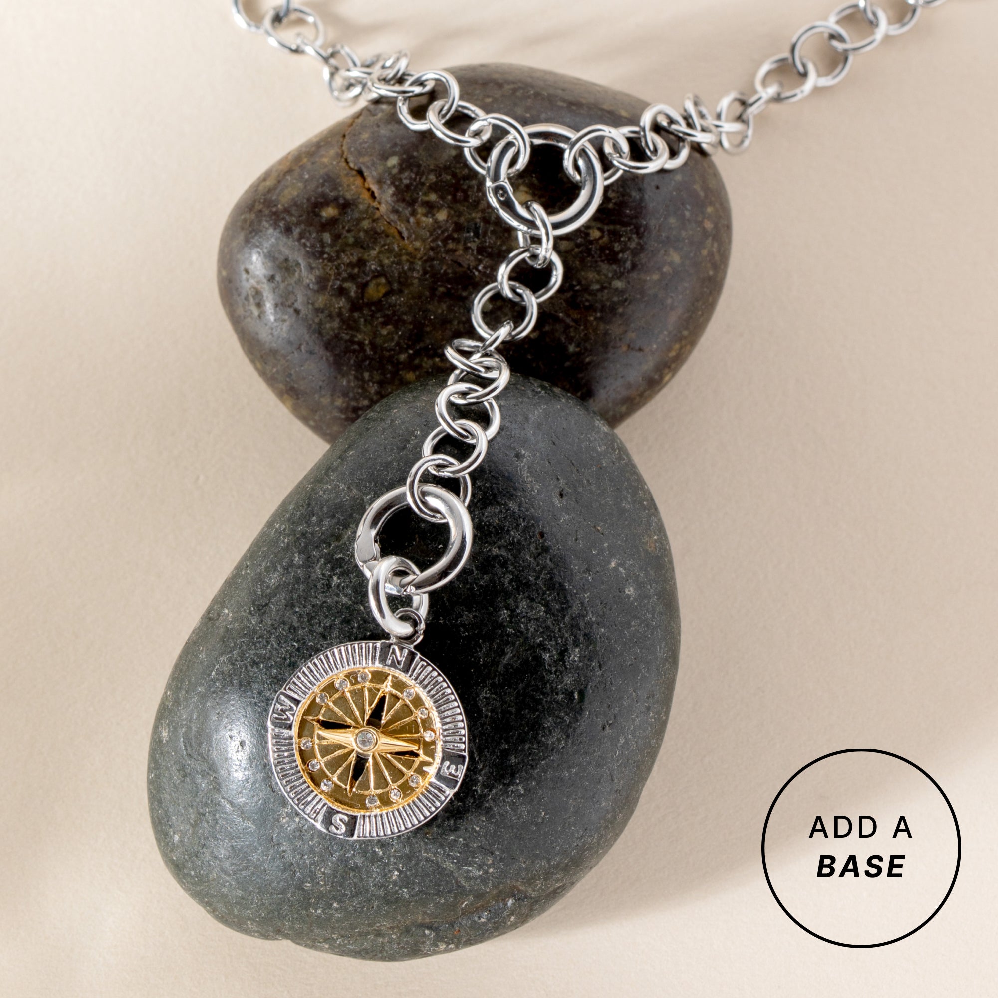 Interchangeable Two-Tone Compass Charm - Aaria Tees Aaria Tees