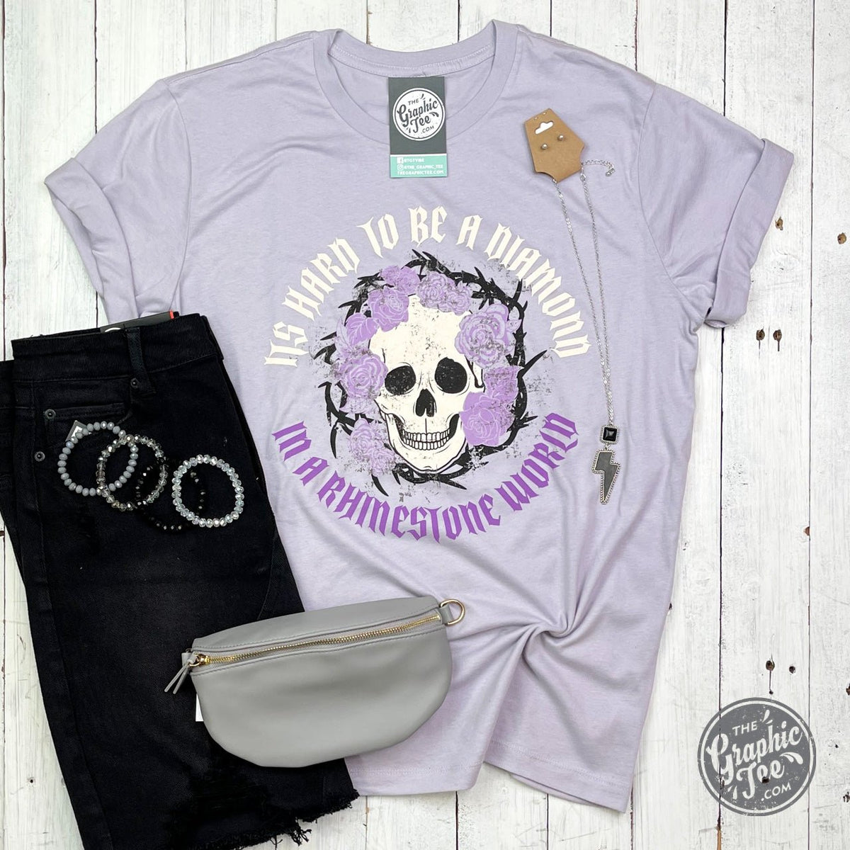 It's Hard to Be A Diamond in A Rhinestone World - Lilac Tee - Aaria Tees