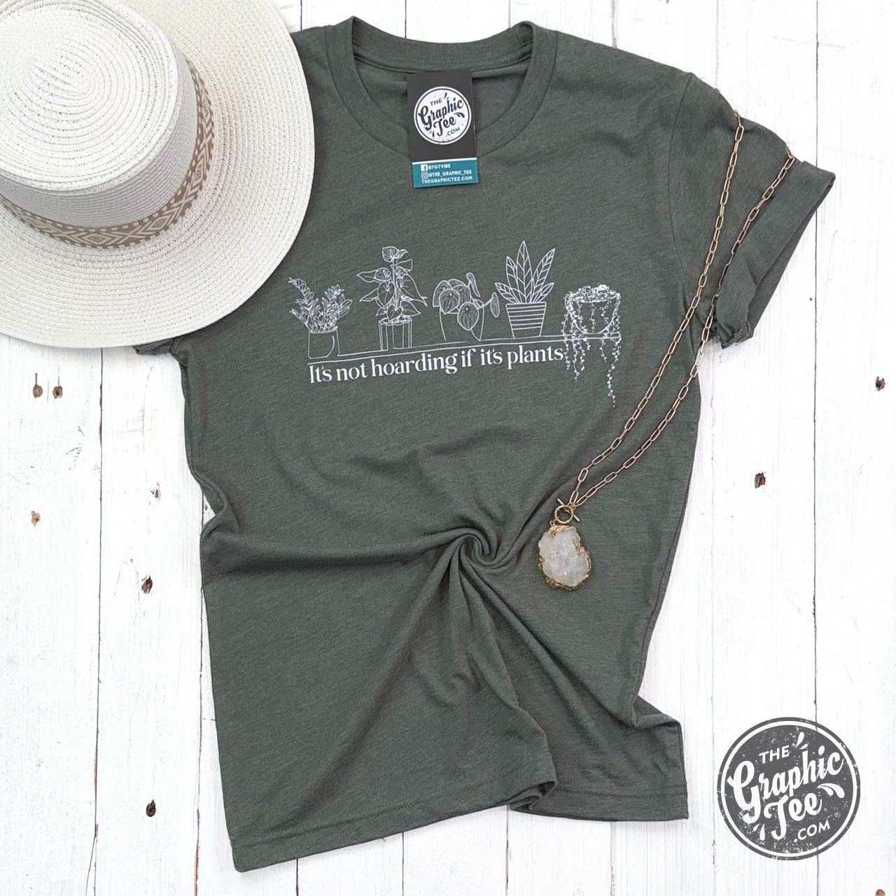 It's Not Hoarding if it's Plants Heather Military Green Short Sleeve Tee - Aaria Tees Aaria Tees