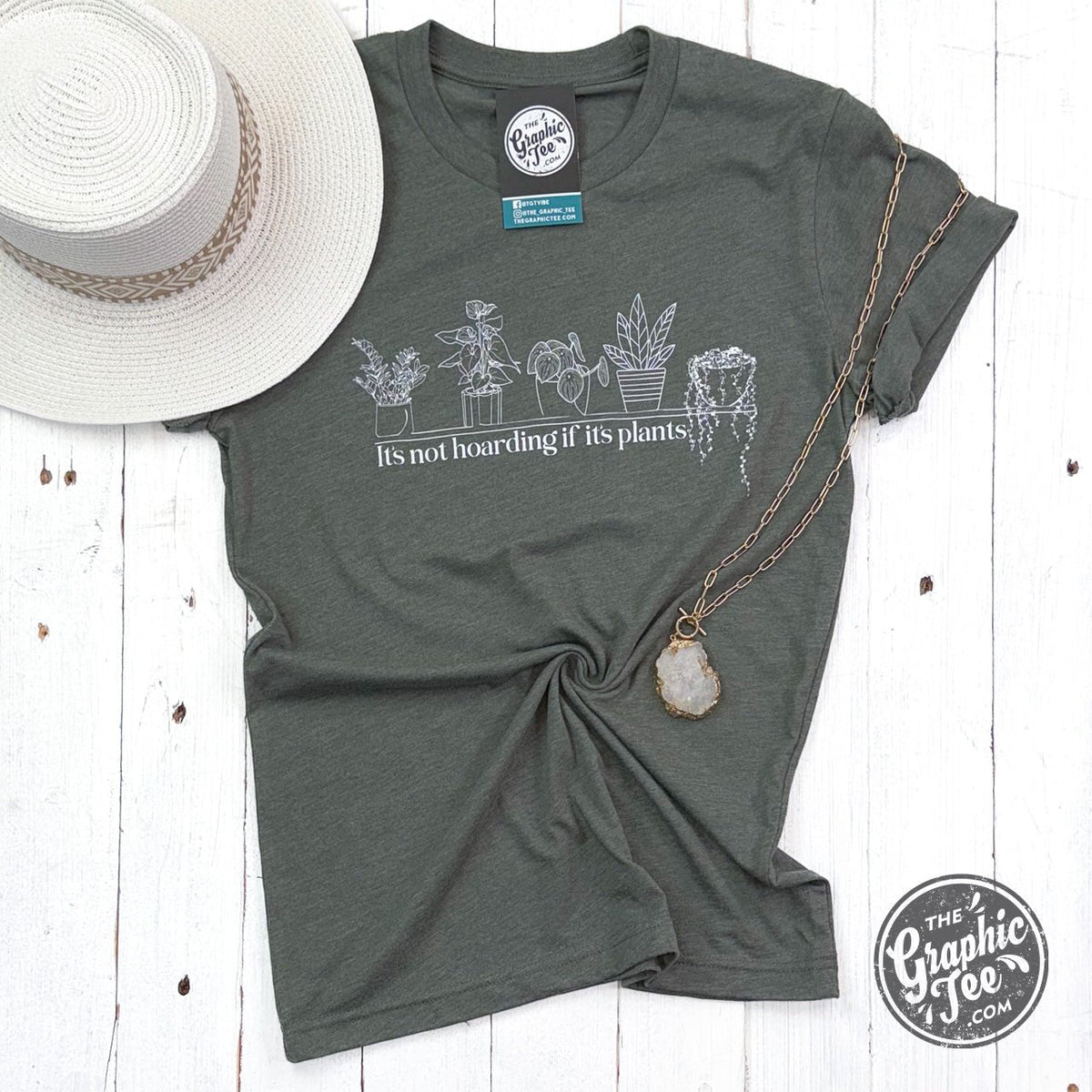 It's Not Hoarding if it's Plants Heather Military Green Short Sleeve Tee - Aaria Tees
