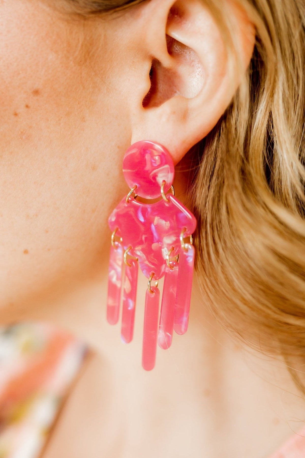 Janelle Statement Earrings - Azalea Pink - Aaria Tees