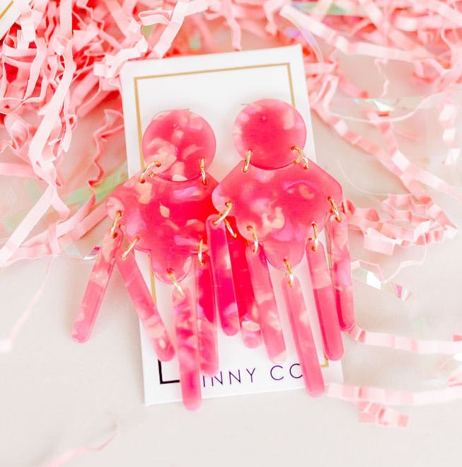 Janelle Statement Earrings - Azalea Pink - Aaria Tees Aaria Tees