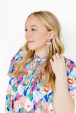 Janelle Statement Earrings - Blush Glitter - Aaria Tees Aaria Tees