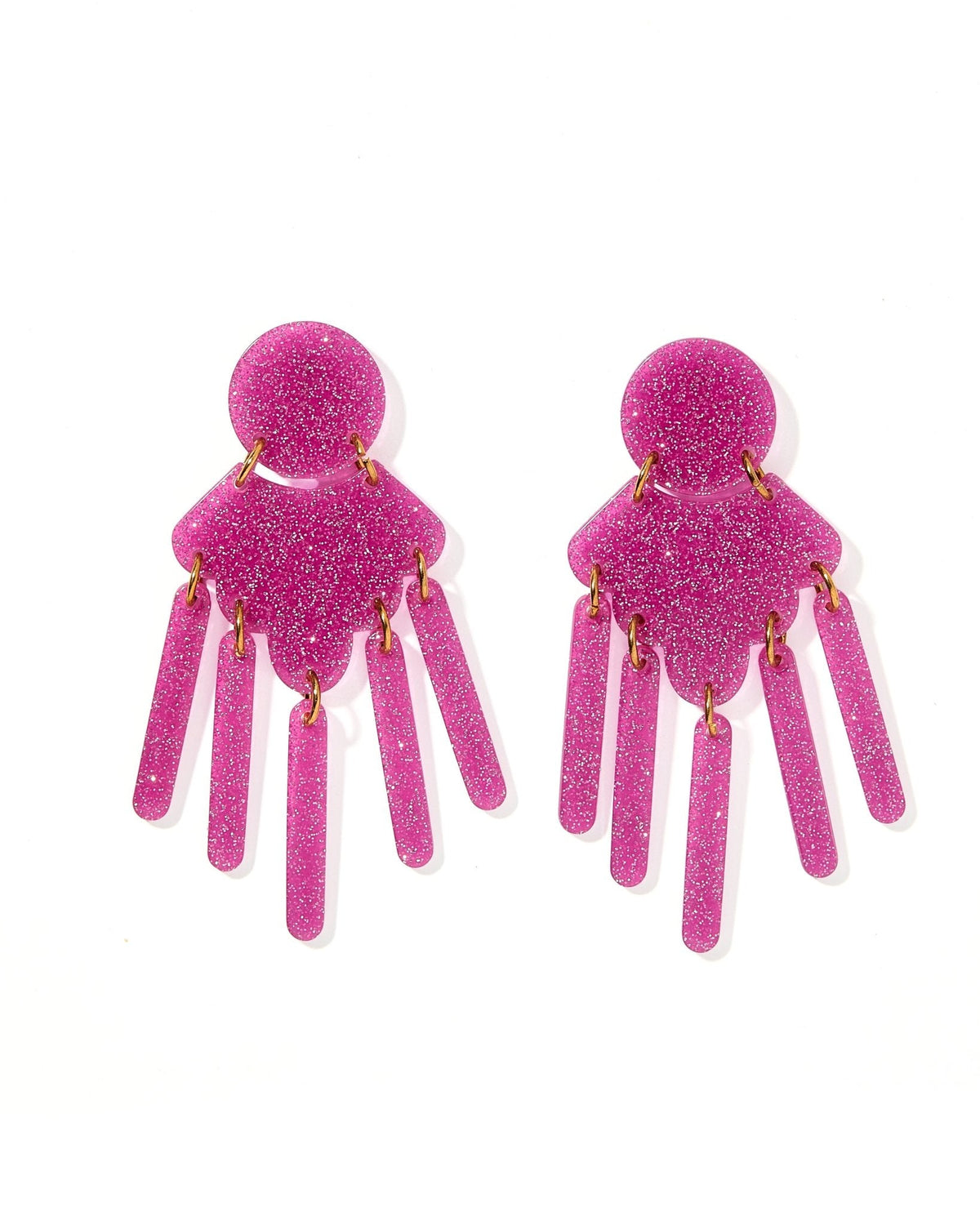 Janelle Statement Earrings - Magenta Glitter - Aaria Tees