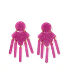 Janelle Statement Earrings - Magenta Glitter - Aaria Tees Aaria Tees