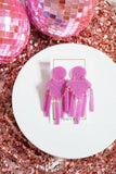 Janelle Statement Earrings - Magenta Glitter - Aaria Tees Aaria Tees