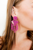 Janelle Statement Earrings - Magenta Glitter - Aaria Tees Aaria Tees