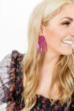 Janelle Statement Earrings - Magenta Glitter - Aaria Tees Aaria Tees