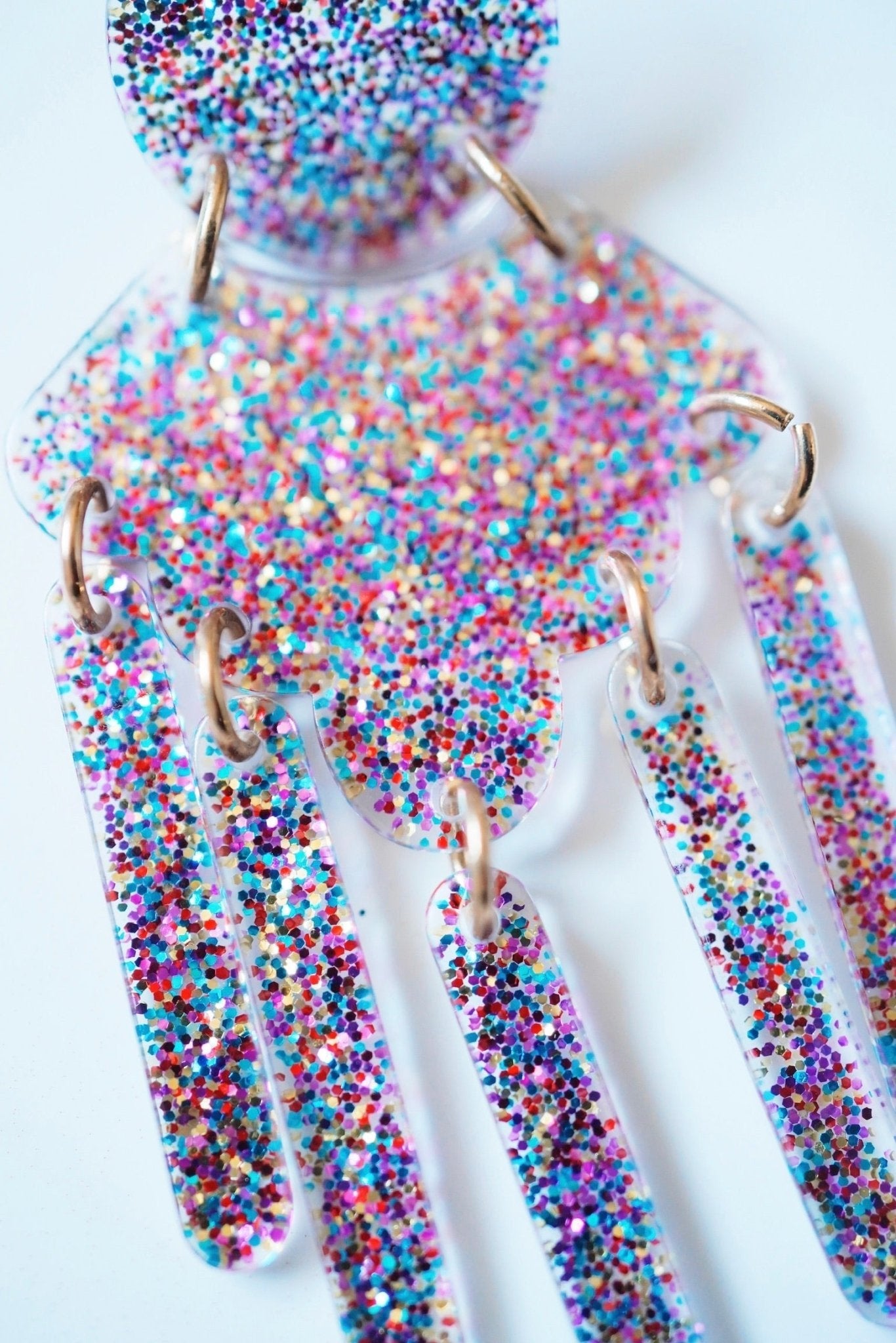 Janelle Statement Earrings - Multi Glitter - Aaria Tees Aaria Tees