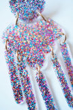 Janelle Statement Earrings - Multi Glitter - Aaria Tees Aaria Tees