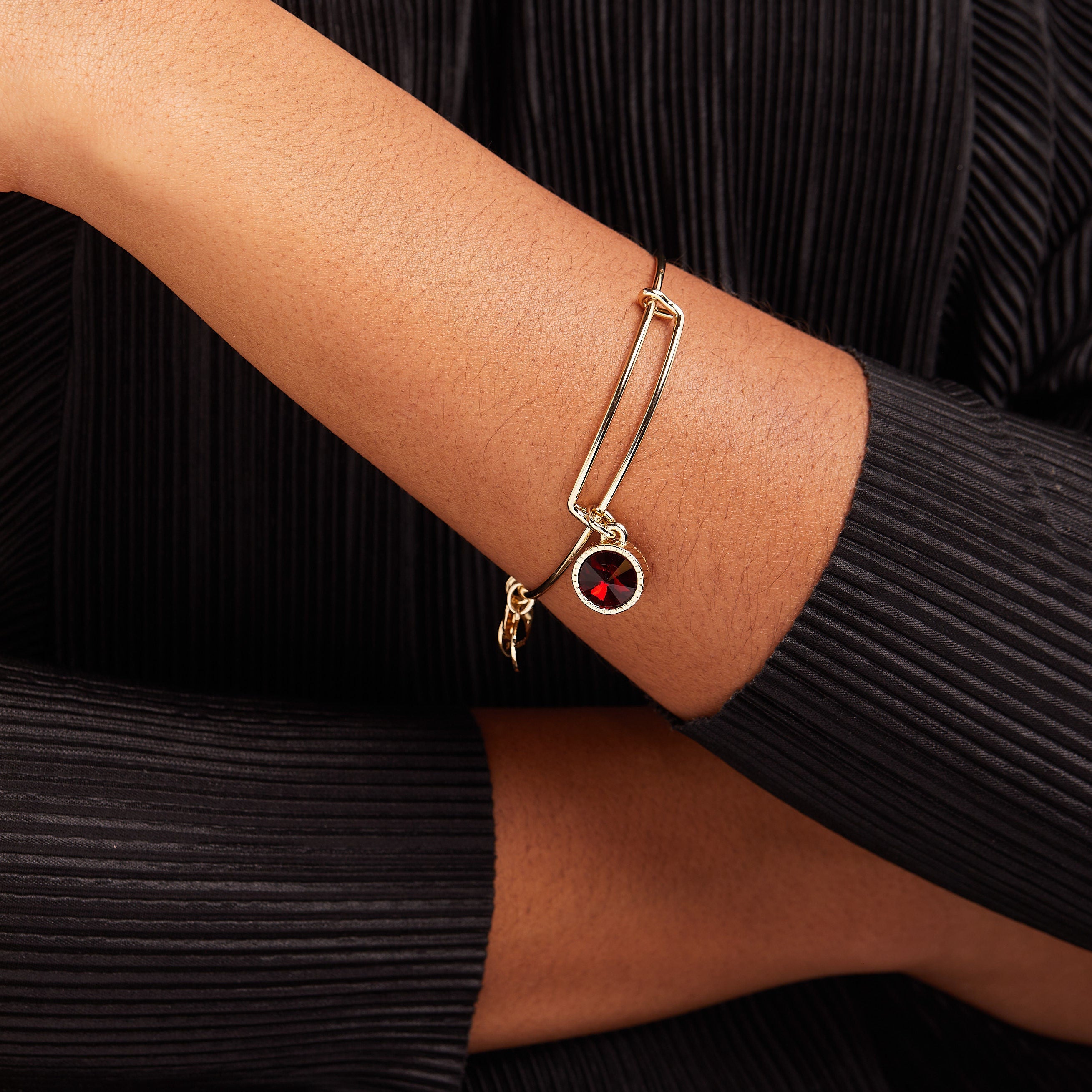 January Birthstone Charm Bangle, Scarlet - Aaria Tees Aaria Tees