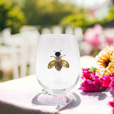 Jeweled Bee Stemless Wine Glasses Aaria Tees