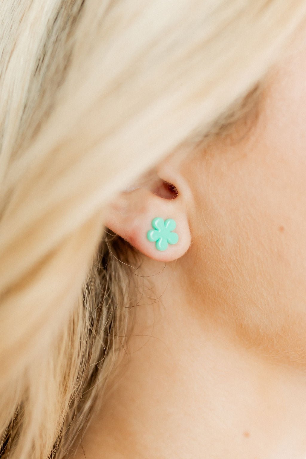 Jenna Stud Earrings - Flower Aqua - Aaria Tees Aaria Tees