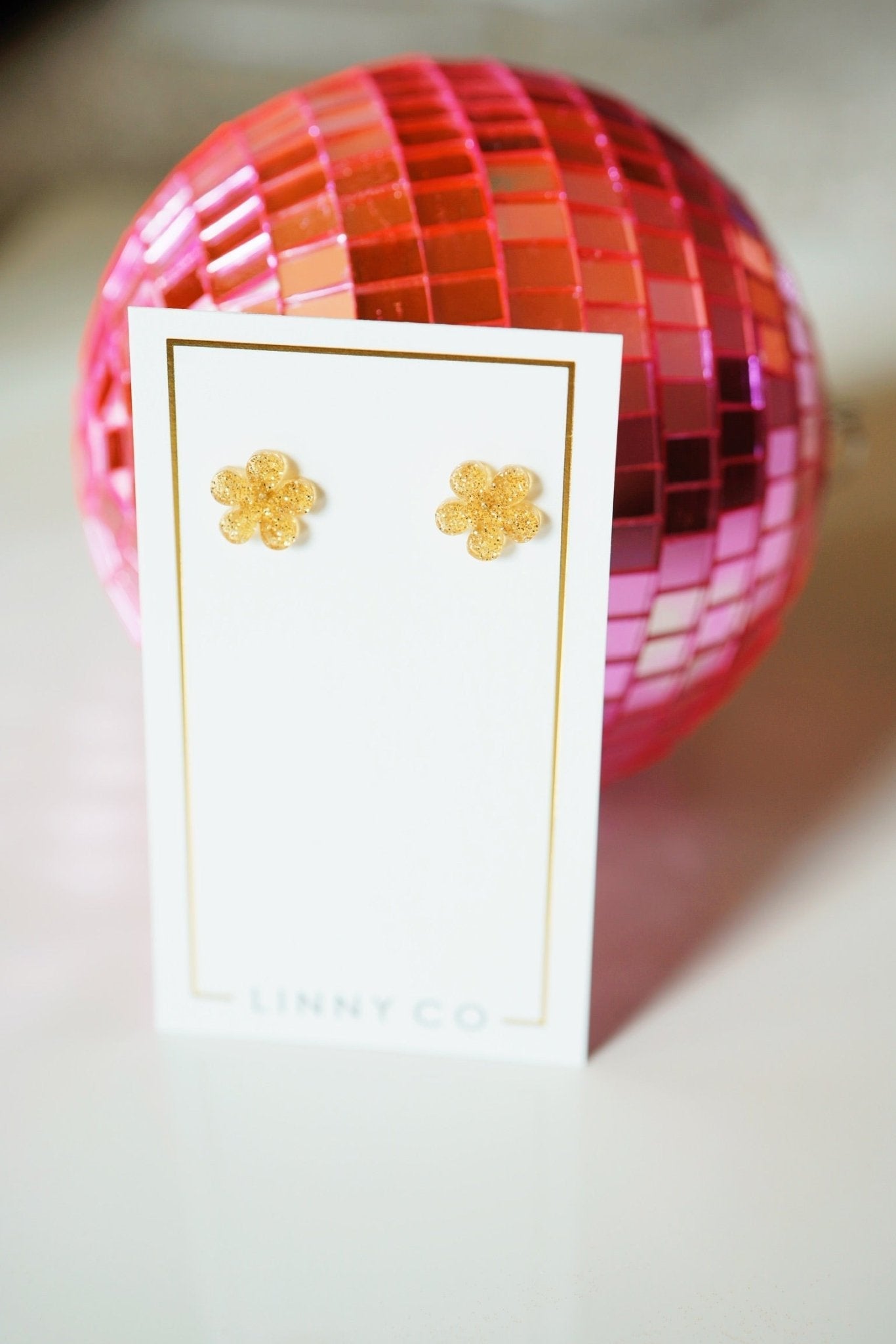 Jenna Stud Earrings - Flower Gold Glitter - Aaria Tees Aaria Tees