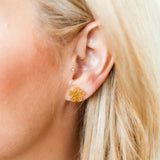 Jenna Stud Earrings - Flower Gold Glitter - Aaria Tees Aaria Tees
