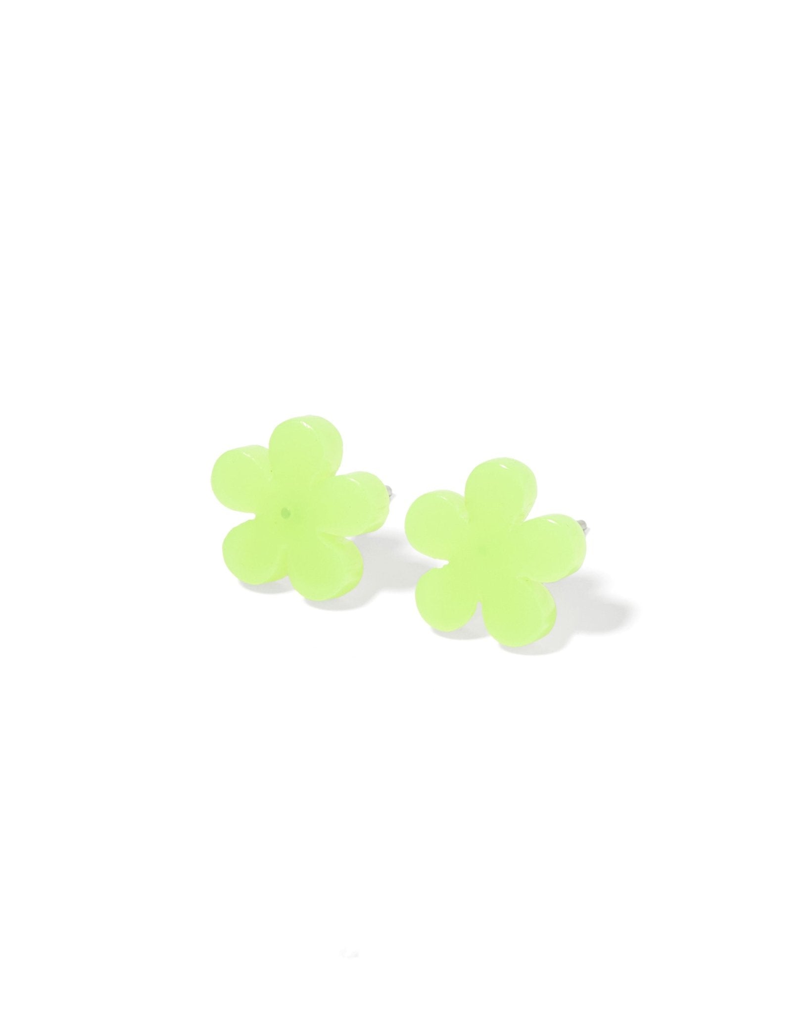 Jenna Stud Earrings - Flower Neon Yellow - Aaria Tees Aaria Tees