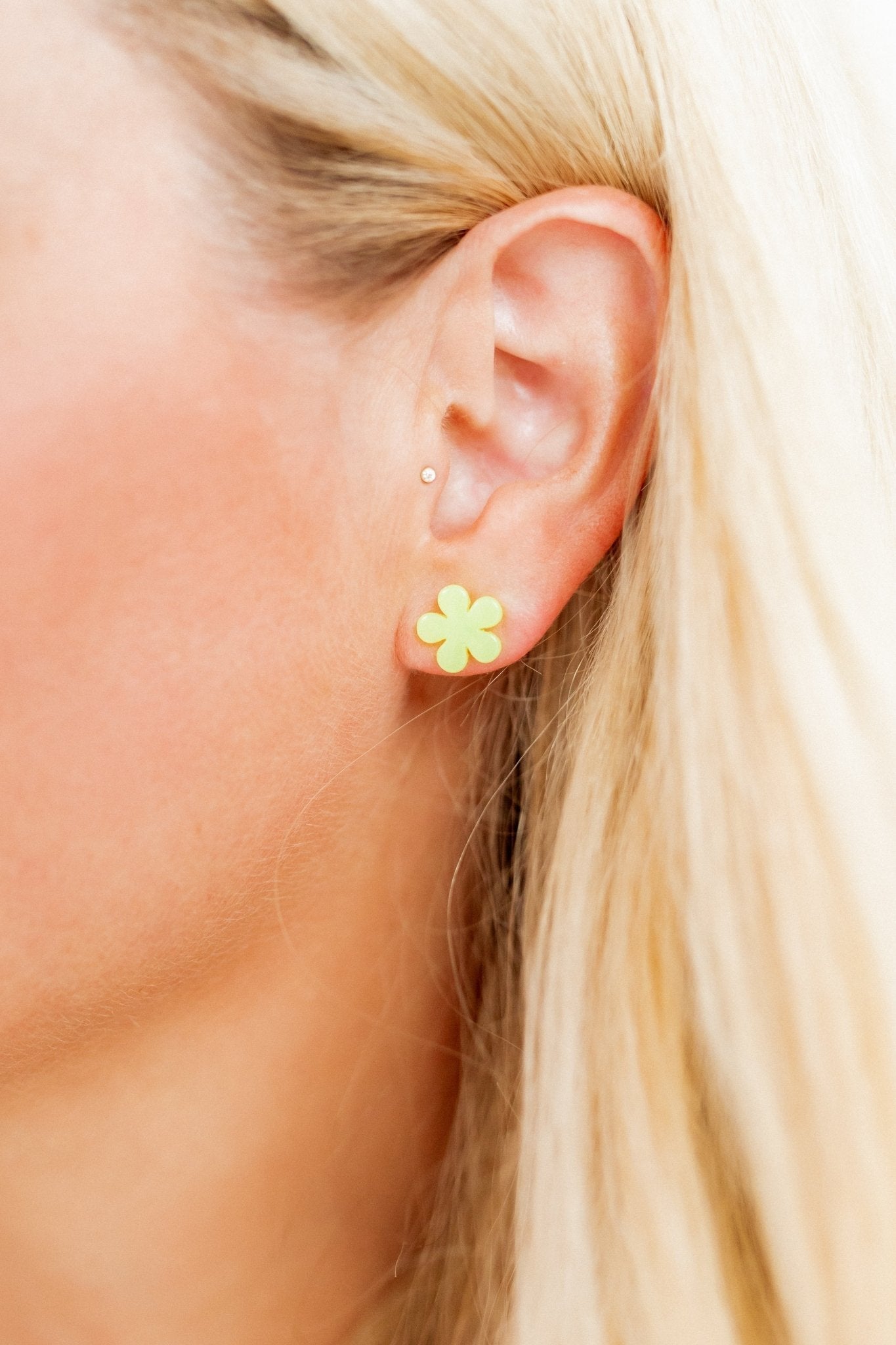 Jenna Stud Earrings - Flower Neon Yellow - Aaria Tees Aaria Tees