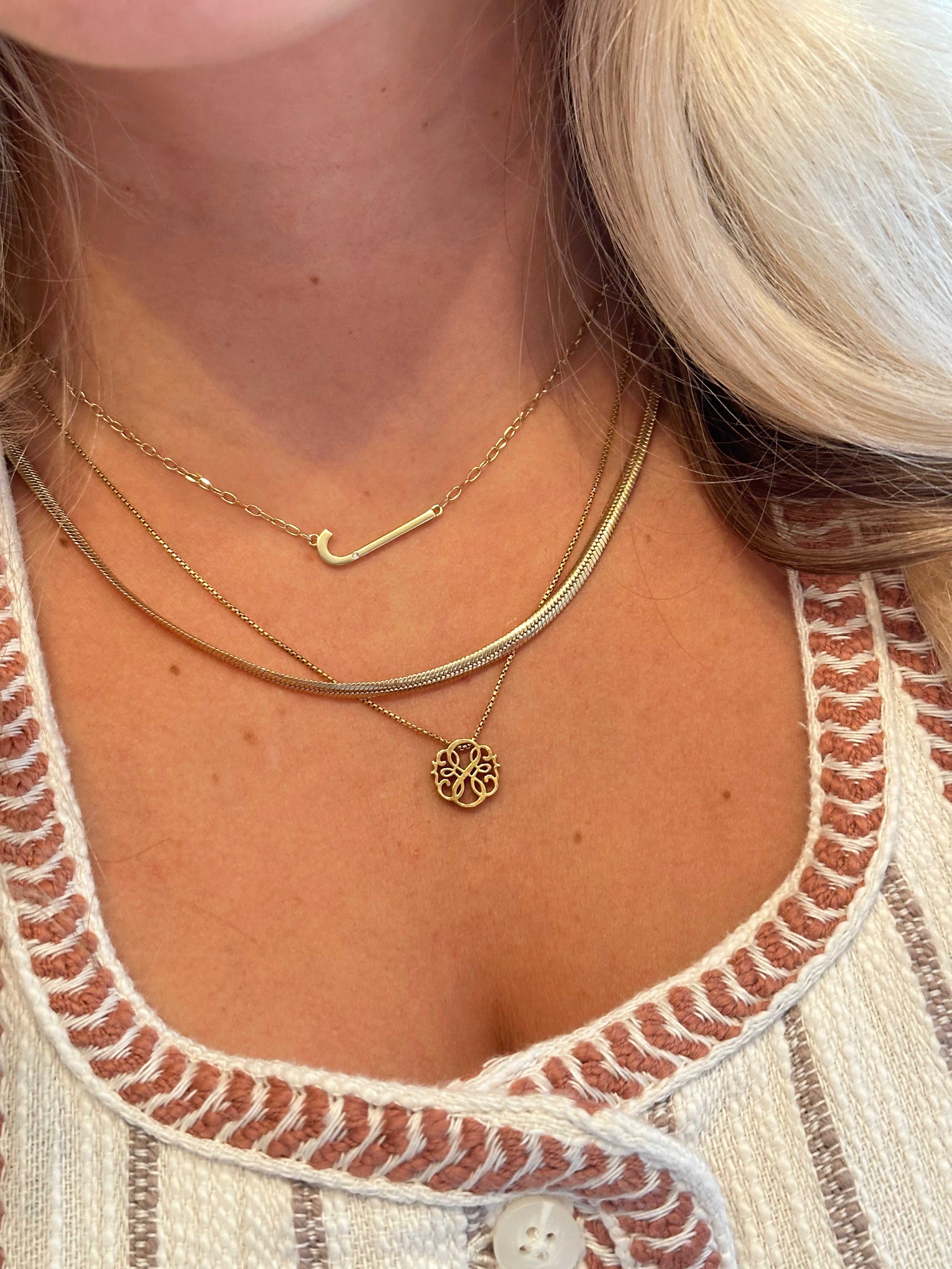 Initial J Precious Elongated Necklace - Aaria Tees Aaria Tees
