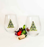Bedazzled Christmas Tree Stemless Wine Glasses Aaria Tees