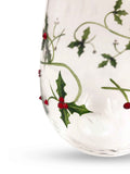Christmas Holly Stemless Wine Glasses Aaria Tees