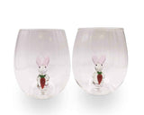 3D Easter Bunny Stemless Wine Glasses Aaria Tees