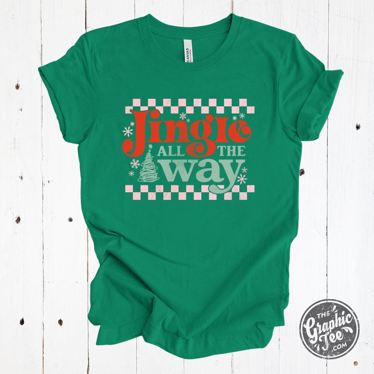Jingle All The Way Kelly Green Crew Neck Short Sleeve Tee - Aaria Tees