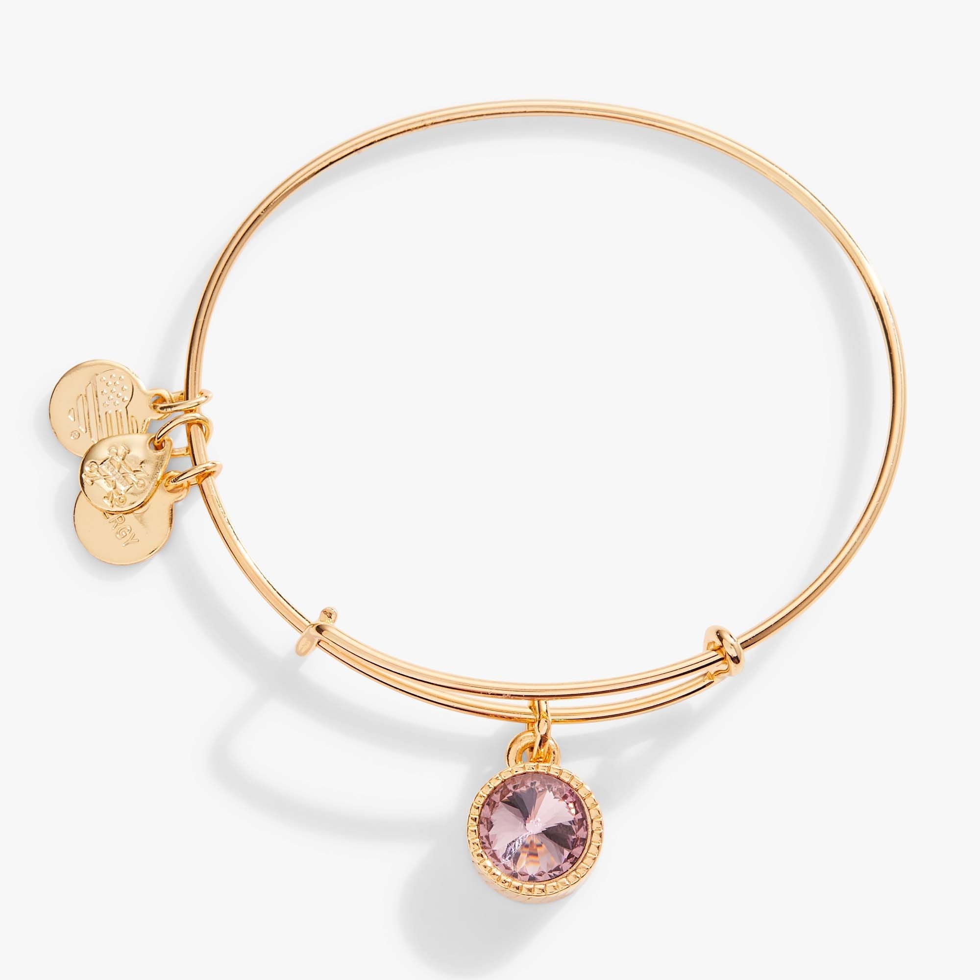 June Birthstone Charm Bangle, Light Amethyst - Aaria Tees Aaria Tees