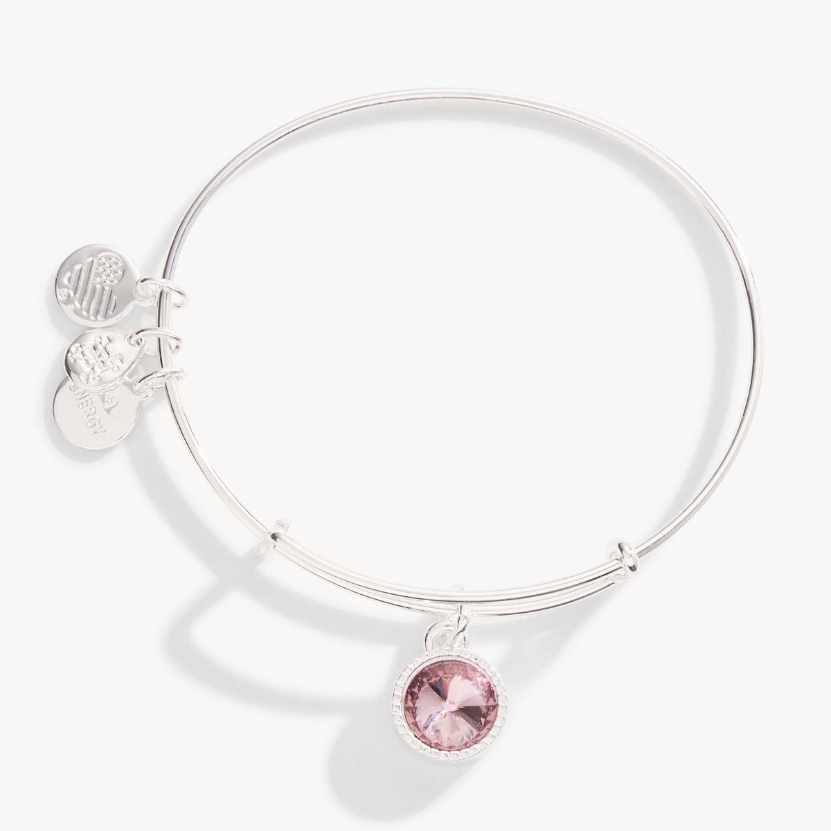 June Birthstone Charm Bangle, Light Amethyst - Aaria Tees