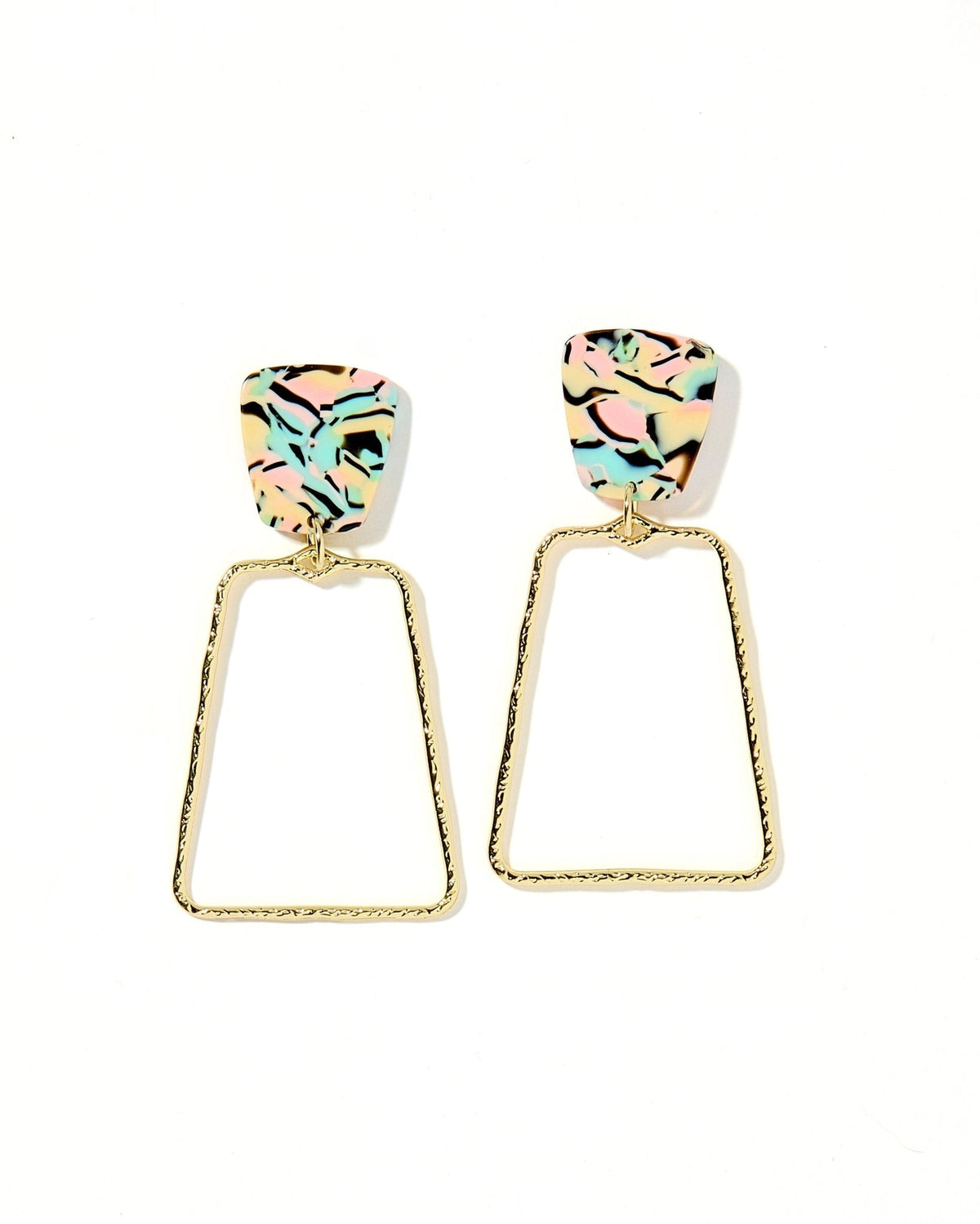 Kaelyn Statement Earrings - Blue-Pink Retro - Aaria Tees