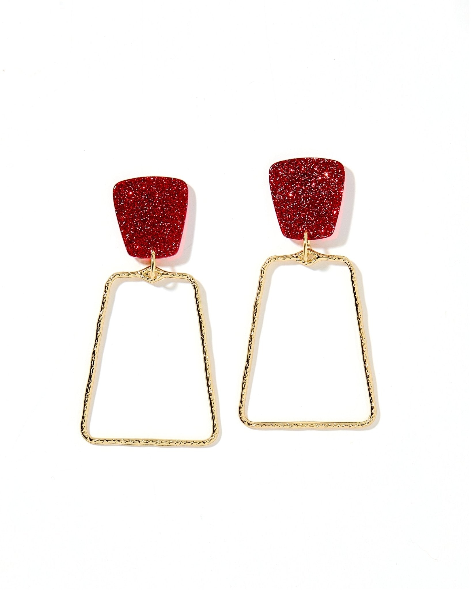 Kaelyn Statement Earrings - Crimson Glitter - Aaria Tees Aaria Tees