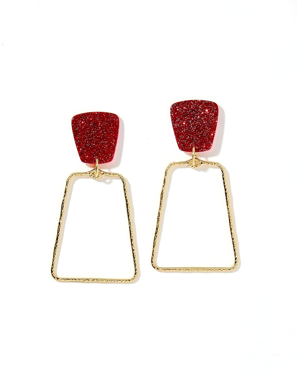 Kaelyn Statement Earrings - Crimson Glitter - Aaria Tees